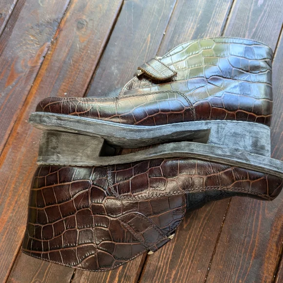 Vintage Brighton Kismet Brown Leather Ankle Boots Bootie Shoe Size 6 Buckle - Picture 5 of 10